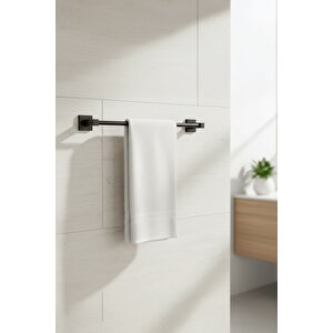 Siyah Yapışkanlı Uzun Havluluk – Kare Topuzlu, (yapıştır/vidala) Montajlı Dayanıklı Metal Askı - (s-101) - Kts