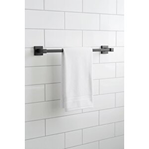 Siyah Yapışkanlı Uzun Havluluk – Kare Topuzlu, (yapıştır/vidala) Montajlı Dayanıklı Metal Askı - (s-101) - Kts