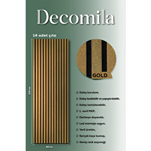 Mdf Ahşap Akustik Duvar Paneli 60x275 Cm - Gold (pvc)
