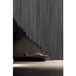 Mdf Ahşap Akustik Duvar Paneli 60x275 Cm - Koyu Taş