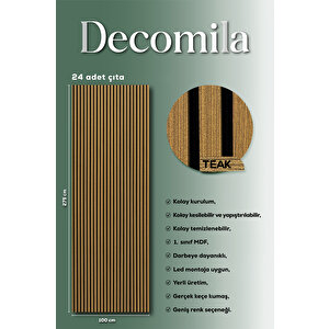 Mdf Ahşap Akustik Duvar Paneli 60x275 Cm - Teak