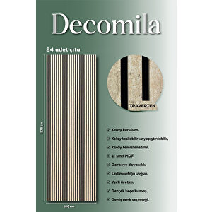 Mdf Ahşap Akustik Duvar Paneli 100x275 Cm - Traverten(pvc)