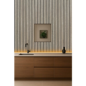 Mdf Ahşap Akustik Duvar Paneli 100x275 Cm - Traverten(pvc)
