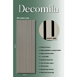 Mdf Ahşap Akustik Duvar Paneli 100x275 Cm - Soft Gri (pvc) 100x275 cm