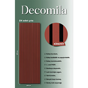 Mdf Ahşap Akustik Duvar Paneli 60x275 Cm - Kiremit