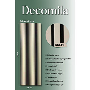 Mdf Ahşap Akustik Duvar Paneli 100x275 Cm - Krem Krem