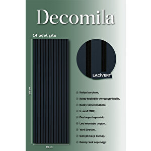 Mdf Ahşap Akustik Duvar Paneli 60x275 Cm - Lacivert