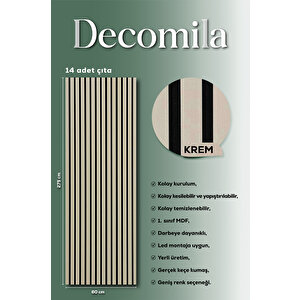 Mdf Ahşap Akustik Duvar Paneli 60x275 Cm - Krem