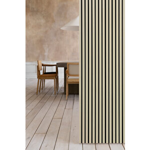 Mdf Ahşap Akustik Duvar Paneli 60x275 Cm - Krem