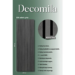 Mdf Ahşap Akustik Duvar Paneli 100x275 Cm - Koyu Taş 100x275 cm