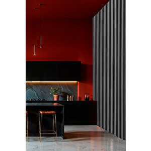 Mdf Ahşap Akustik Duvar Paneli 100x275 Cm - Koyu Taş