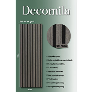 Mdf Ahşap Akustik Duvar Paneli 60x275 Cm - Gri Meşe