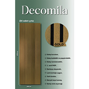 Mdf Ahşap Akustik Duvar Paneli 100x275 Cm - Gold (pvc) 100x275 cm