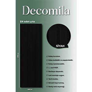 Mdf Ahşap Akustik Duvar Paneli 100x275 Cm - Siyah 100x275 cm