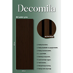 Mdf Ahşap Akustik Duvar Paneli 100x275 Cm - Altın Meşe