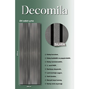 Mdf Ahşap Akustik Duvar Paneli 100x275 Cm - Silver(pvc) 100x275 cm