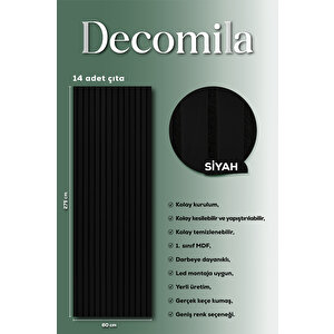 Mdf Ahşap Akustik Duvar Paneli 60x275 Cm - Siyah