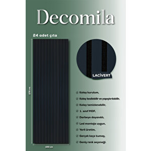 Mdf Ahşap Akustik Duvar Paneli 100x275 Cm - Lacivert