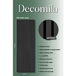 Mdf Ahşap Akustik Duvar Paneli 60x275 Cm - Antrasit