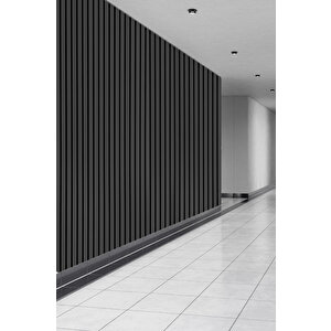 Mdf Ahşap Akustik Duvar Paneli 100x275 Cm - Antrasit