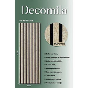 Mdf Ahşap Akustik Duvar Paneli 60x275 Cm - Traverten (pvc)