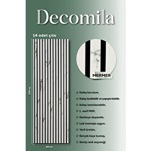 Mdf Ahşap Akustik Duvar Paneli 60x275 Cm - Mermer (pvc)