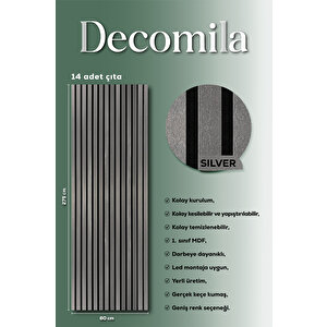 Mdf Ahşap Akustik Duvar Paneli 60x275 Cm - Silver (pvc)