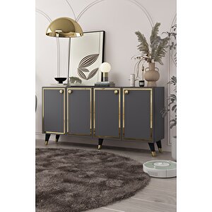 8203-1ct Kb150 Konsol, Tv Üni̇tesi̇ ANTRASİT-ALTIN Antrasit