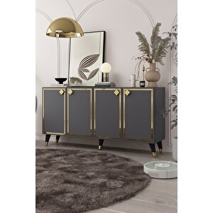 8206-1ct Kb150 Konsol, Tv Üni̇tesi̇ ANTRASİT-ALTIN Antrasit