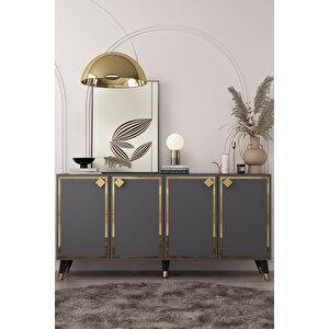 8206-1ct Kb150 Konsol, Tv Üni̇tesi̇ ANTRASİT-ALTIN Antrasit