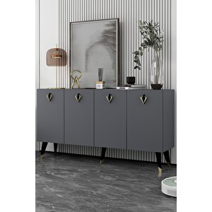 8207-32ct Kb150 Konsol, Tv Üni̇tesi̇ ANTRASİT-SİYAH-ALTIN Antrasit - Siyah