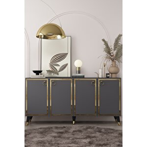 8205-1ct Kb150 Konsol, Tv Üni̇tesi̇ ANTRASİT-ALTIN Antrasit