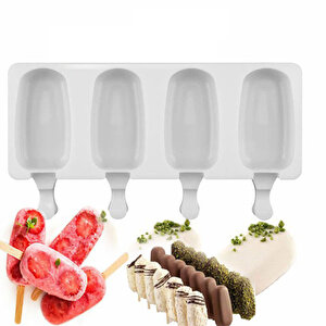 Magnum Şekilli Silikon Kalıp Dondurma Tatlı Meybuz Kalıbı 4 Lü