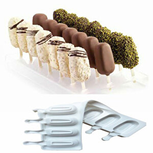 Magnum Şekilli Silikon Kalıp Dondurma Tatlı Meybuz Kalıbı 4 Lü