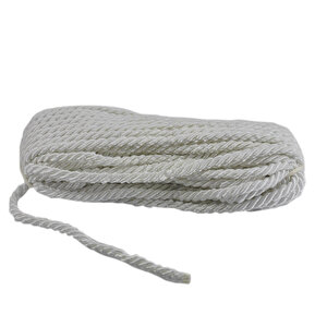 Kordon İp Sarmanlı Kalın 5 Mm Örgü İp (50 Metre)  Beyaz