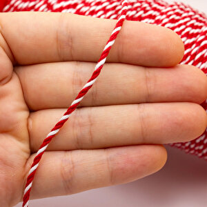 Bileklik İp Beyaz Kırmızı Şans Bilekliği İpi 2 Mm (200 Gr)