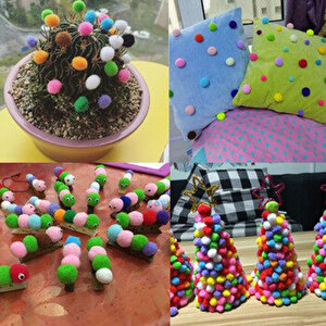 Renkli Ponpon Minik  Boy Rengarenk 1.5 Cm  (50 Adet)