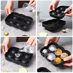 Silikon Buz Kalıbı Yuvarlak Küre Buz Kalıbı 6 Lı