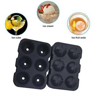 Silikon Buz Kalıbı Yuvarlak Küre Buz Kalıbı 6 Lı