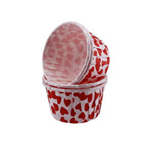Cupcake Kalıbı Büyük Boy 62*40mm Desenli̇ (50 Adet )  Kalp Desenli