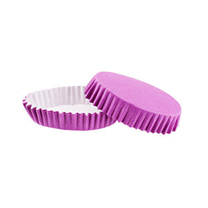 Cupcake Kalıbı Pet Kapsül Oval Model Düz Renk (100 Adet) F11  Mor