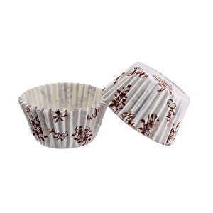 Cupcake Kalıbı Pet Kapsül  Kek Kalıbı 48x34 Mm (100 Adet)  Sarmaşık Desenli