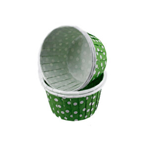Cupcake Kalıbı Minik Boy 38*30 Mm (50 Adet)  Puantiyeli  Yeşil