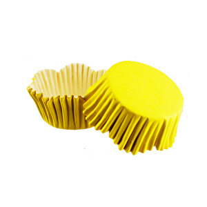 Cupcake Kalıbı Pet Kapsül Dalgalı Kek Kalıbı 65x38 Mm (100 Adet)  Sarı