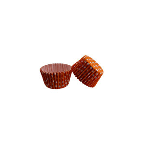 Kek Kalıbı Pet Kapsül 52x45 Mm Kağıt Cupcake Kağıdı (100 Adet)  Puantiyeli Turuncu