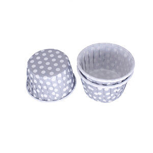 Cupcake Kalıbı Büyük Boy 62*40 Mm (100 Adet)  Puantiyeli Gümüş