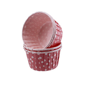 Cupcake Kalıbı Küçük Boy 44*35 Mm (50 Adet)  Puantiyeli Pembe