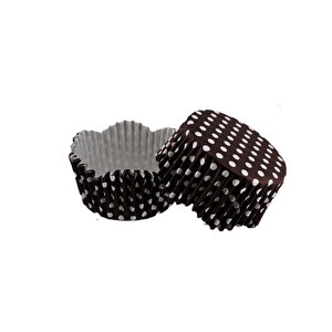 Cupcake Kalıbı Pet Kapsül Dalgalı Kek Kalıbı 65x38 Mm (100 Adet)  Puantiyeli Kahverengi