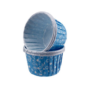 Cupcake Kalıbı Orta Boy 50*39 Mm Kar Desenli̇ (50 Adet)  Kar Desenli Mavi