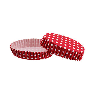 Cupcake Kalıbı Pet Kapsül Oval Model Kek Kalıbı (100 Adet) F11  Puantiyeli Kırmızı